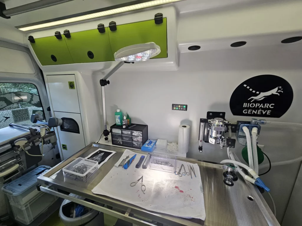 Ambulance vétérinaire zone réservée aux soins